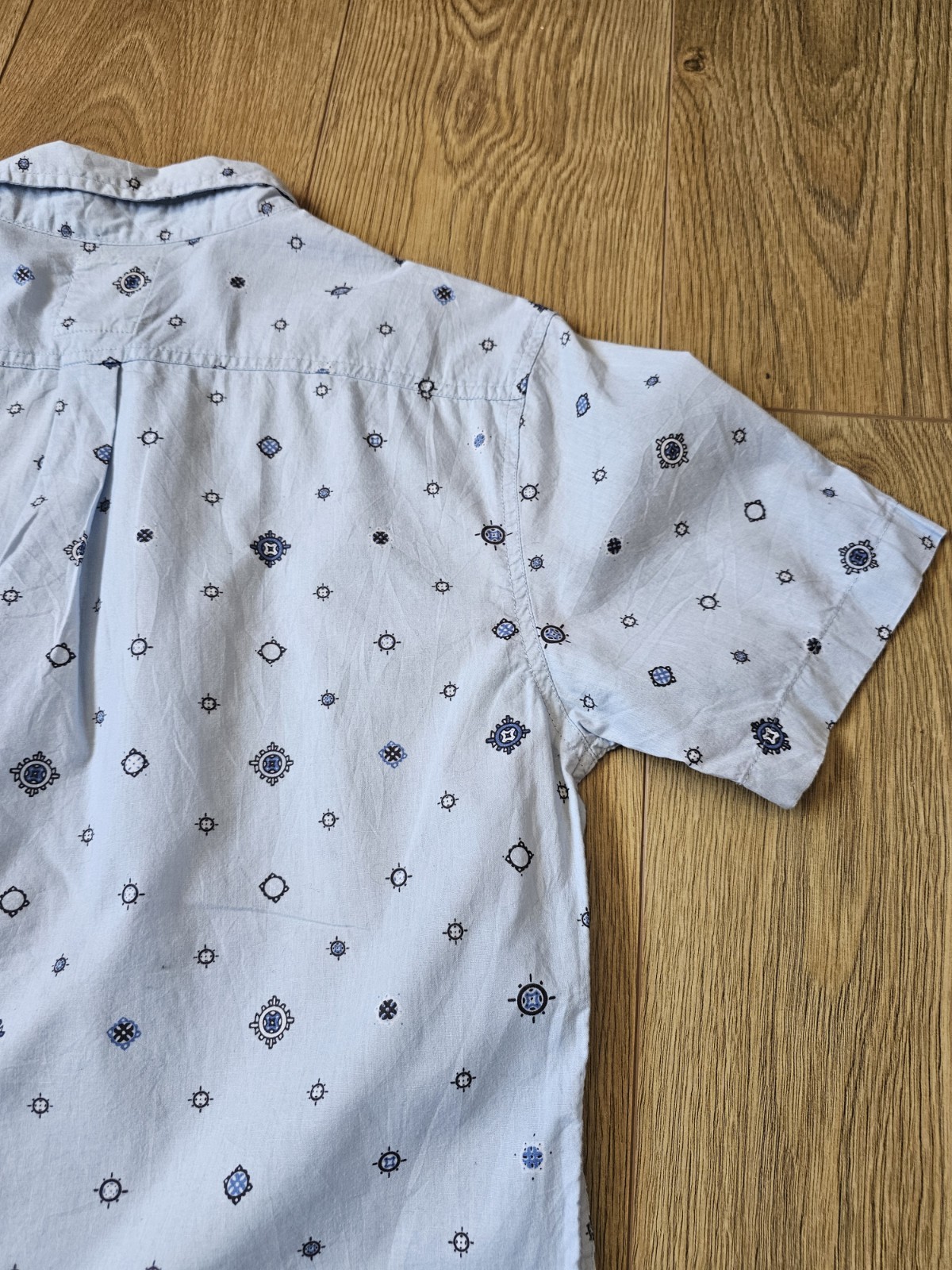 Levi's Men's Short Sleeve Shirt Small Light Blue Geometric Pattern Cotton Casual image 10