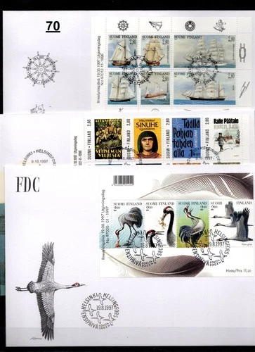 / FINLAND 1997 - 3 FDC - NATURE - BIRDS - SHIPS - TRANSPORT - SPORTS