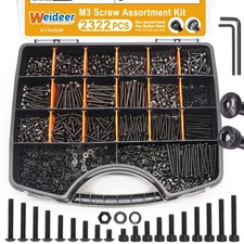 2322pcs M3 Screw Assortment Kit,M3 Metric Bolts and Nuts Kit,12.9 Alloy Steel...