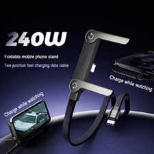 2-in-1 Invisible Holder Charger Cable  240W Fast Charging Cord with Phone Stand