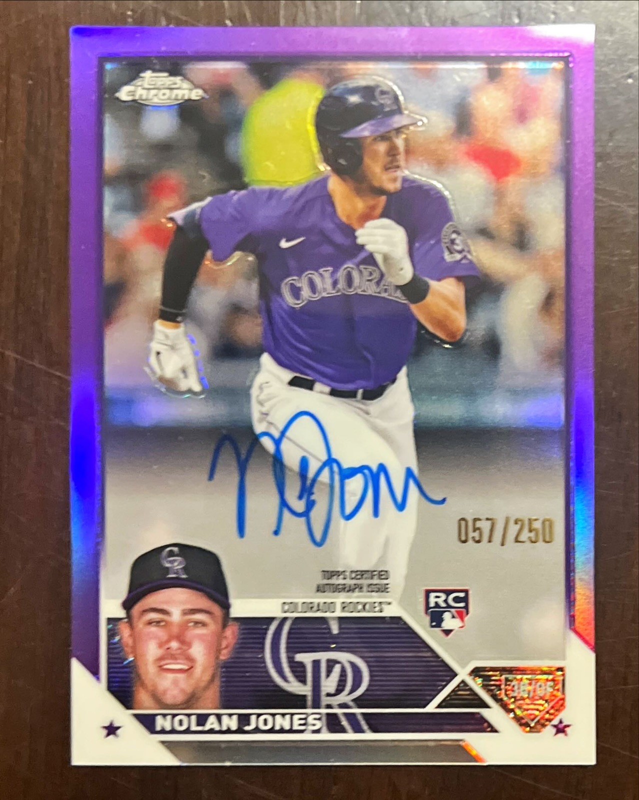 2023 Topps Chrome Rookie Purple Refractor Auto /250 Nolan Jones-Rockies! 