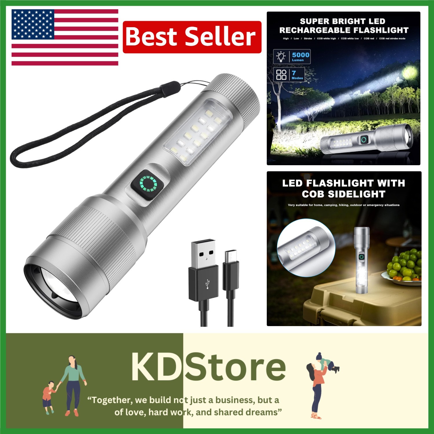 Rechargeable Flashlights 1000000 High Lumens, Long Range 5000Ft, Super Bright LE