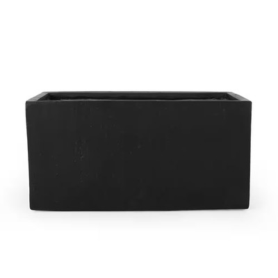 Large 35.25 In. Black Highly Durable Lightweight Concrete MGO Rectangular Indoor