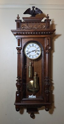 1880's Gustav Becker Dual Weighted  Wall Clock, 40'' Tall, Serial # 447,346