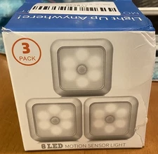 3 Pack LED Motion Sensor Lights – Battery Operated – Stick-On – 45 Lumens