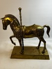 VTG Brass Carousel Horse On Brass Base 10.5”T 9” L 3.5” W — photo 1