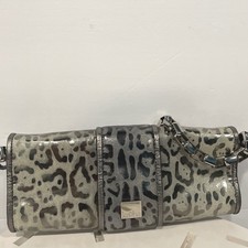 Kooba Leopard Print Shoulder Handbag Silver Chain Strap Mini East West Bag