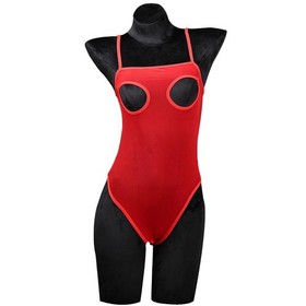 Womens Sexy for lingerie Outfit Mesh Bodysuit with Open Bra and Suspenders