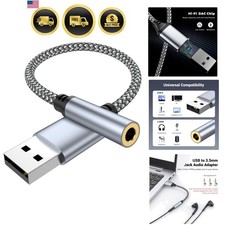USB to 3.5mm Jack Audio Adapter External Sound Card for PC Laptop Gaming