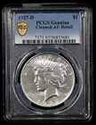 1927 D Peace Silver Dollar $1 PCGS Certified Cleaned AU Detail - #407
