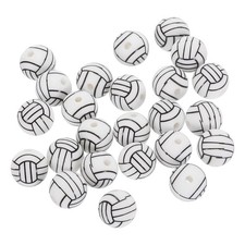 30Pcs Sports Ball Beads 12mm Silicone Round Spacer Focal Bead Volleyball