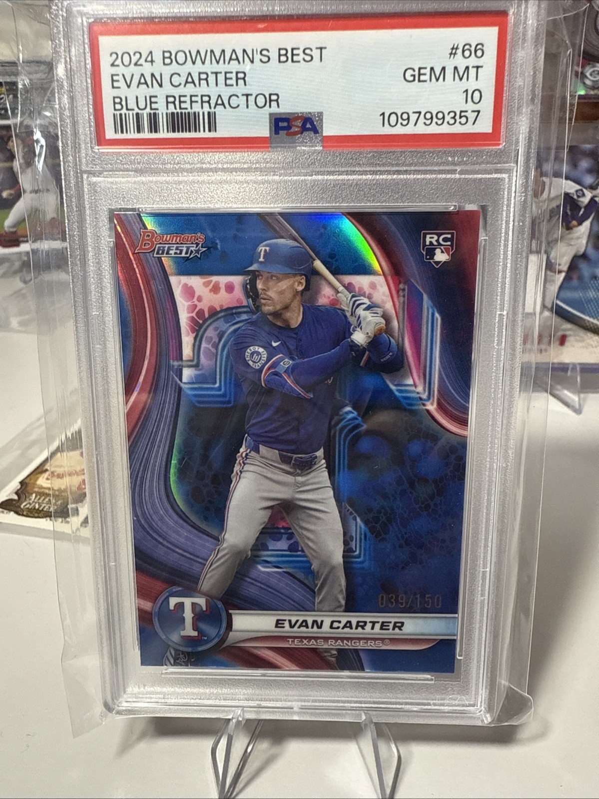 2024 Bowman's Best - Evan Carter #66 Blue Refractor /150 (RC) Gem Ment 10!🔥