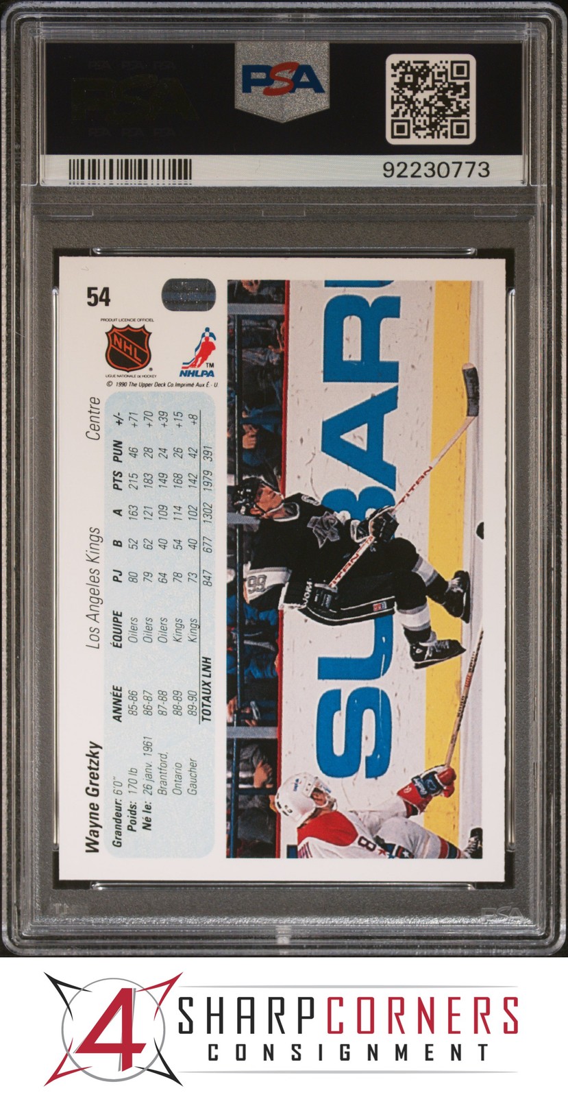 1990 UPPER DECK FRENCH #54 WAYNE GRETZKY KINGS HOF PSA 10 view 2