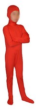 Kids Costume Full Body Zentai Suit Face Open Kids Large Red