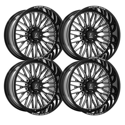 (Set-4) Axe Kratos 24x14 6x135/6x139.7 -76mm Black Milled Wheels Rims 24 Inch
