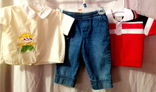 Vintage Lot Of 3 Baby Boys 12-18M 2 Tops  1 Jeans 1960's-80's ICZ Soft Spun