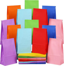 100 Piece Colored Paper Bags Gift Party Favor Rainbow Small Size Treat Goody Lun