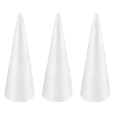 3 Pack 14.96x5 Inch Foam Cones for DIY Arts Crafts Polystyrene Tree Project