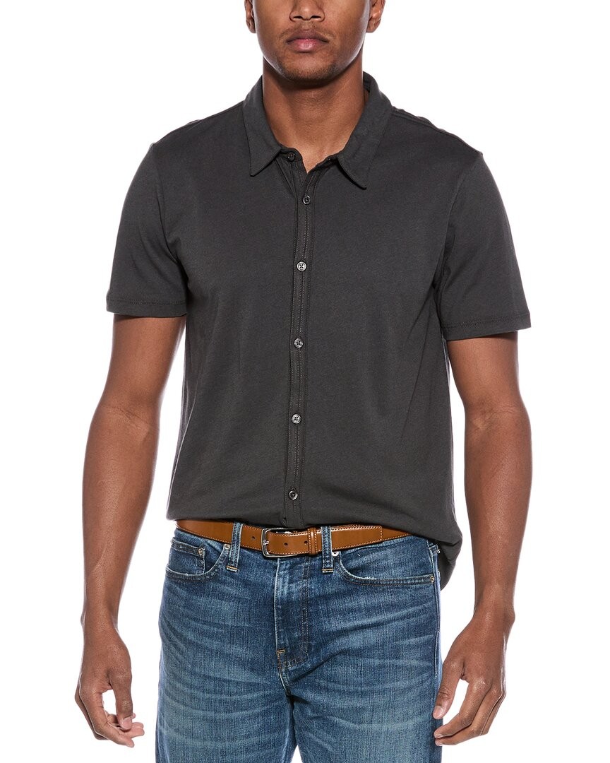 Рубашка поло Barefoot Dreams на пуговицах мужская серая M