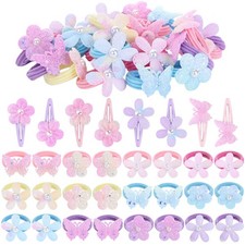 32 Pcs Toddler Sparkly Hair Ties Hair Clips for Girls Baby Hair Bows Flower Elas