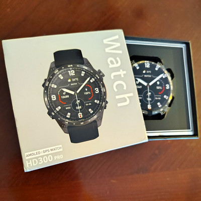 HD300 Pro HD300 AMOLED GPS Smartwatch 50mm Black Metal With Black Silicone Band