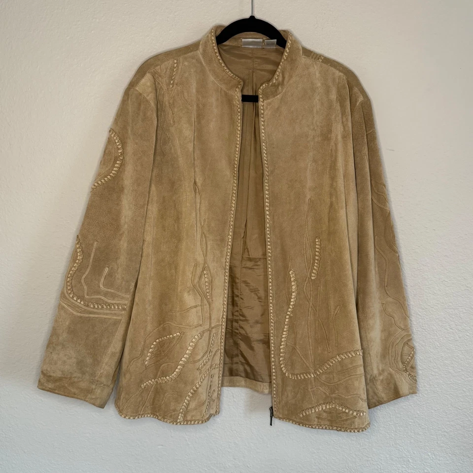 Chaqueta de Cuero Gamuza Chicos 3 XL Bordada Western Boho Country Artística Ecléctica Foto 3 de 4