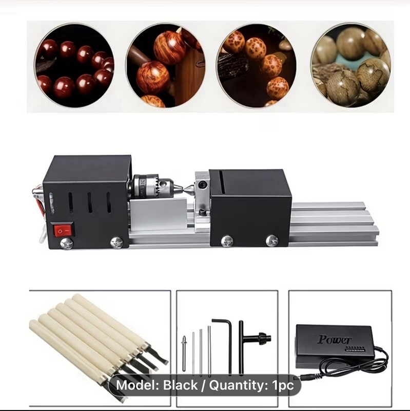 Mini Wood Lathe Machine Multi-Purpose Desktop Power Supports