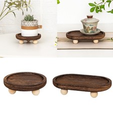 Wooden Riser Tray Trinket Dish Platter Plate Space Saving Serving Holder for