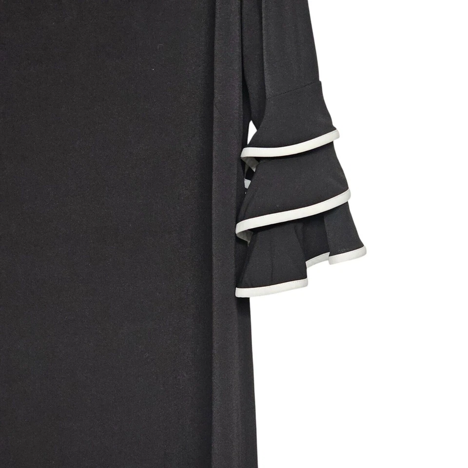 Vestido Danny and Nicole Mujer Talla 12 Negro Volantes Manga 3/4 Cambio Cremallera Trasera Foto 3 de 4