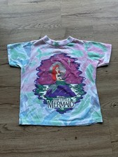 VTG Disney Little Mermaid Ariel T Shirt Single Stitch Pastel Tie Dye USA Kids