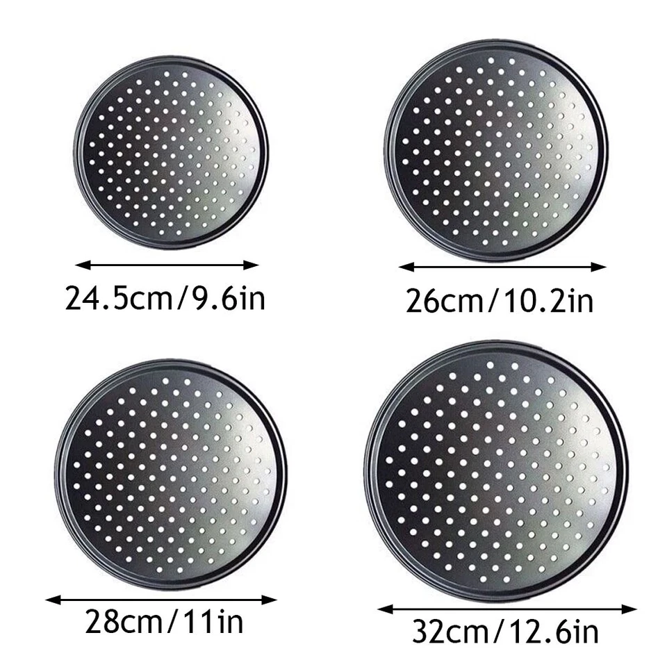9" 11" 12" Pizzablech Zum Backen Aus Stahl Mit Löchern Runde Pizzapfanne Für С - Bild 2 von 4