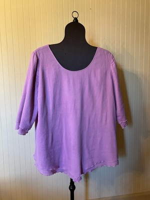 Soft Surroundings ~Lilac ~Boho/Coastal ~Resort Wear~Crinkle Gauze Tunic Blouse~L