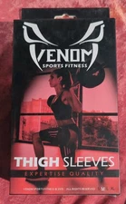 Venom Size M Thigh Compression Sleeve One Pair Support Black Sports Fitness