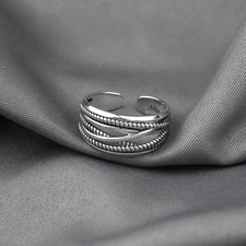 Chunky Sterling Silver Plated Ring For Women, Adjustable Multi Layer Thumb Ring