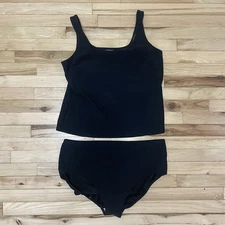Lands’ End Black Ribbed 2-Piece Swim Separates Womens Size 22W