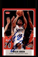 Signed Basketball Card Auto Willie Green 2007-08 Fleer #65 Philadelphia 76ers