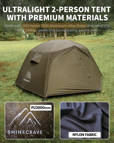 Camping Tent 2 Person,Ultra Large Capacity, 3 Season Backpacking Tent 2 Perso... - Picture 2 of 7