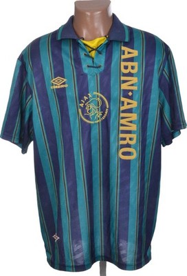 AJAX AMSTERDAM 1993/1994 AWAY FOOTBALL SHIRT TRIKOT UMBRO GRÖSSE XL ERWACHSENE