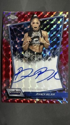2026 Topps Chrome WWE Bianca Belair Red Geometric Refractor Auto 2/5 #BBA-BIA