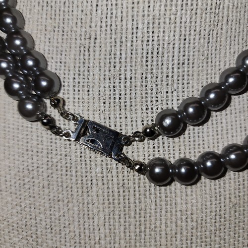 16" inch 7mm faux Grey Pearl Necklace double strand - Picture 4 of 4