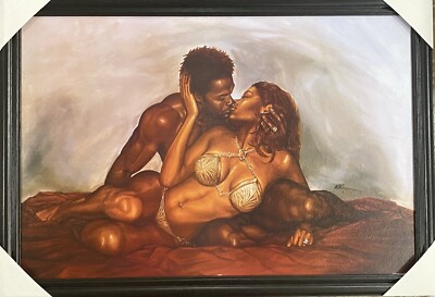 New Textured Black Framed KISS Black Love Romance 27x39  Digital Print Poster