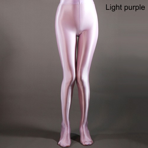 Women's Shiny Silky Pantyhose Satin Glossy Nylon Stockings Yoga Tights Dancewear - Picture 7 of 21