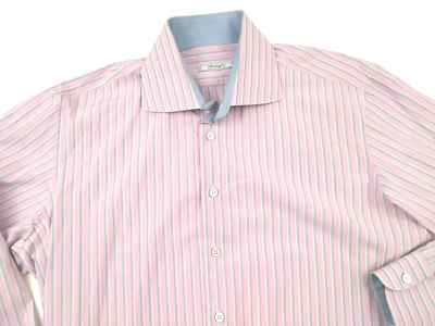 Battaglia Beverly Hills Shirt 16/41 Long Sleeve Cotton Striped