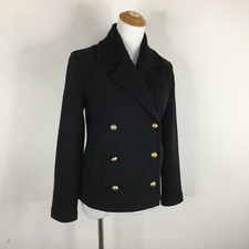 Joie Womens Sz Xxs Loose/relaxed Fit Black 100% Wool Double Breasted Coat Jacket