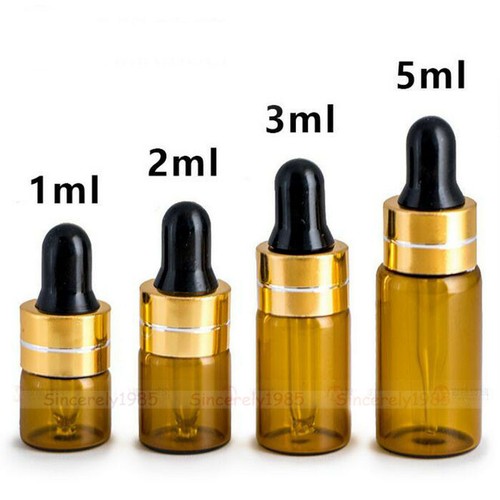 1/2/3ml Amber Clear Small Glass Dropper Bottle Sample Vial Essential Oil Pipette - Picture 19 of 20