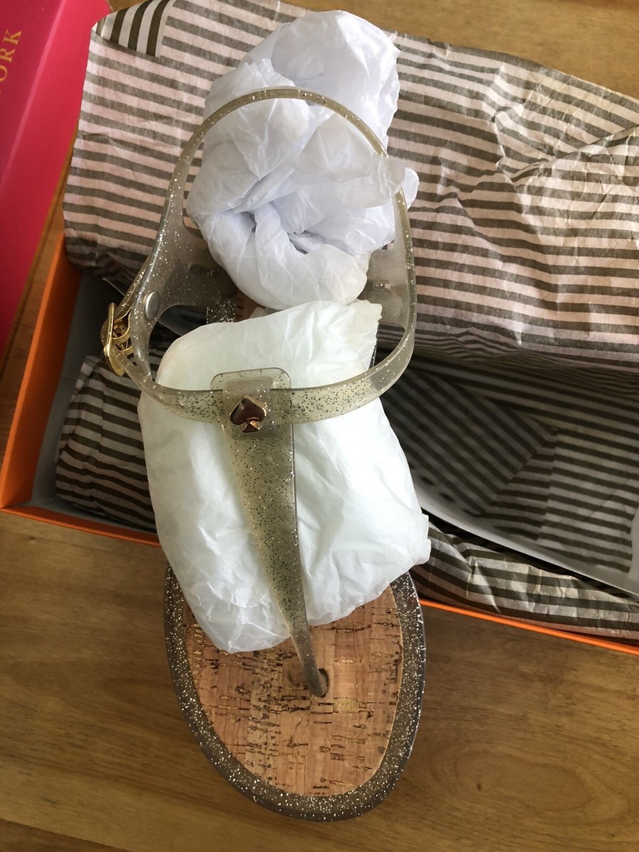 Kate Spade New York Women's Yari Gold T Strap Jelly Sandal