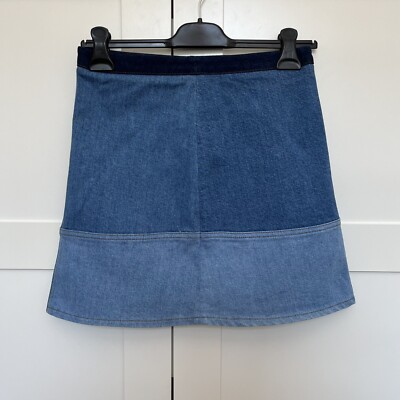 ASOS Two-Tone Denim Blue A-line Mini Skirt Size 10 UK
