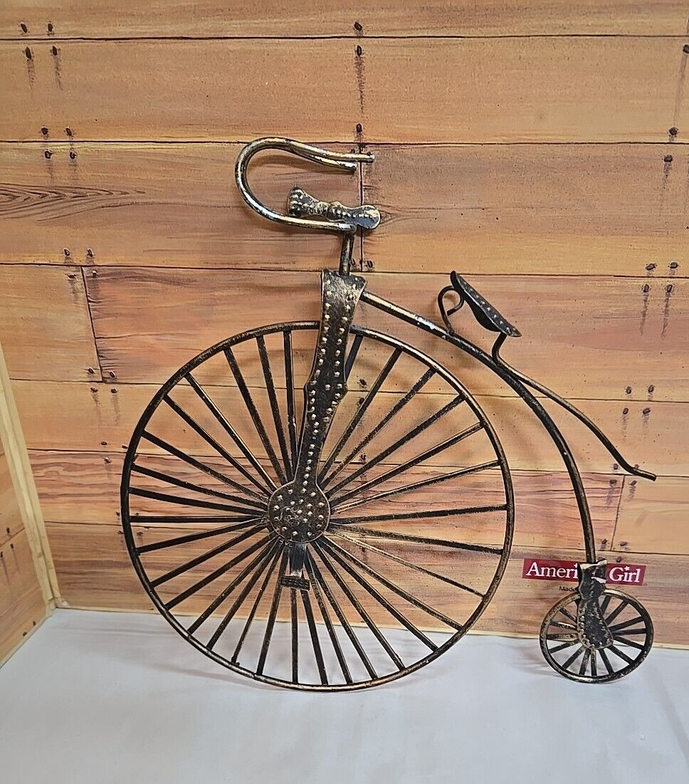 Vintage 6" Big Wheel Bicycle Decoration; Steel; Bronze Color