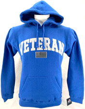 NEW USA U.S. Army Veteran J. America LS Blue Hoodie Pullover Sweatshirt Men's L