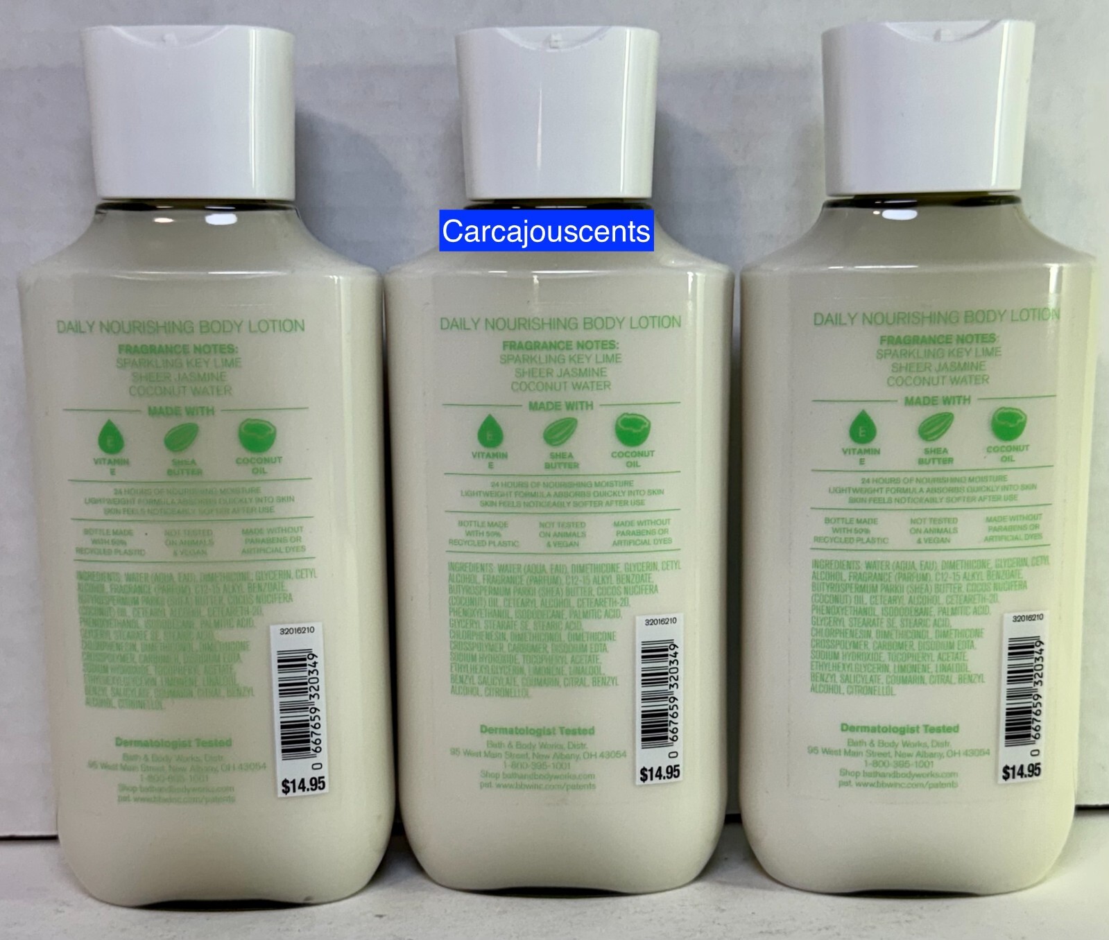Bath & Body Works Coconut Lime Verbena Body Lotion set of 3